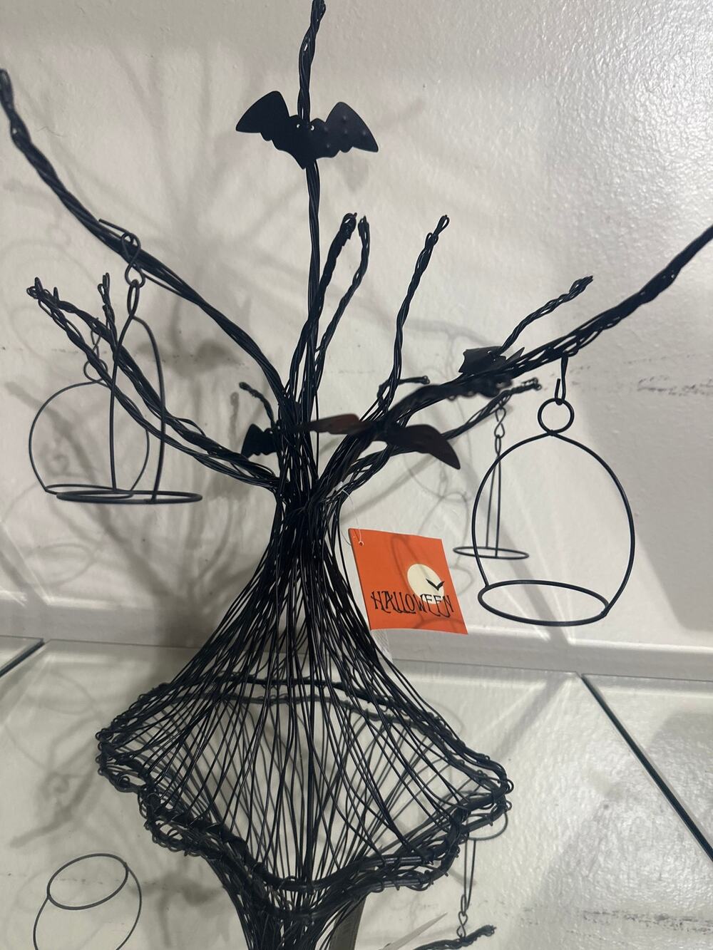 Holloween candle holder tree. Black Metal Bendable Tree With Bats 15” NWT